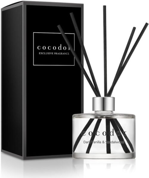 COCODOR Signature Reed Diffuser/Dark Vanilla&Sandalwood/6.7oz/1Pack / Home Fragrance Scent Essential Oil Stick Diffuser for Bedroom Bathroom Home Décor