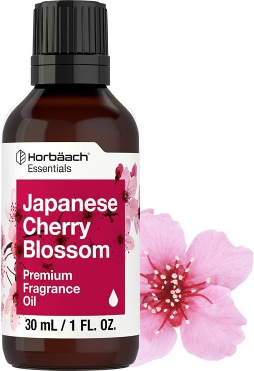 Horbäach Japanese Cherry Blossom Fragrance Oil | 1 fl oz (30ml) | Premium Grade | for Diffusers, Candle and Soap Making, Aroma Sprays, DIY Projects & More | Packaging May Vary