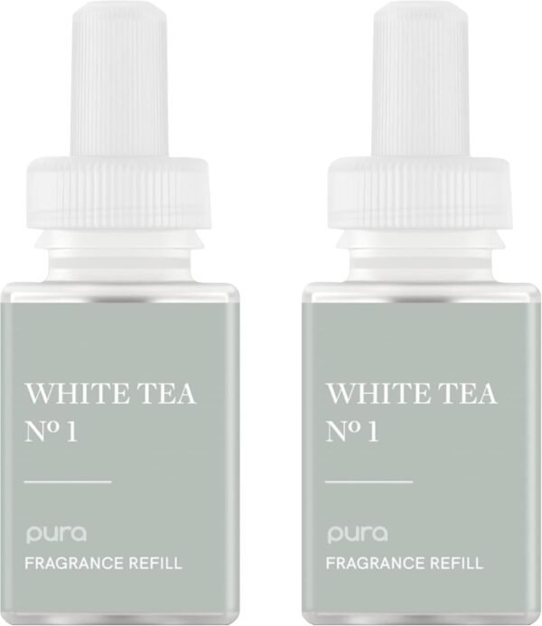 Pura Smart Home Air Diffuser Fragrance – Smart Home Scent Refill – Up to 120-Hours of Premium Fragrance per Refill – Clean Diffuser Fragrance for Home, Office & Apartment – 2 Pack, White Tea No. 1