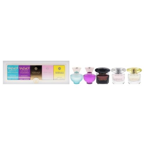 Versace Miniatures Collection for Women – 5 Pc Fragrance Gift Set | Iconic Luxury Perfumes | Travel-Friendly & Perfect for Gifting
