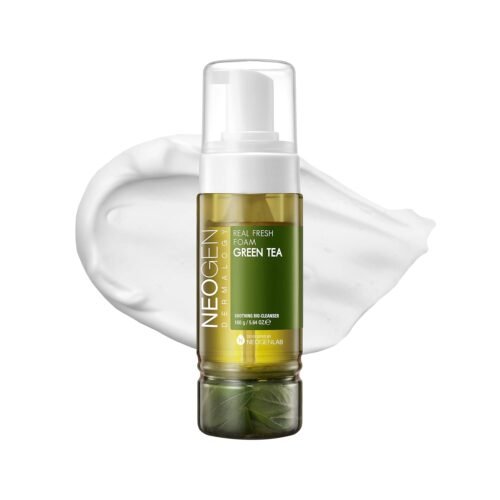 DERMALOGY by NEOGENLAB NEOGEN Real Fresh Foam Cleanser, Green Tea 5.6 Fl Oz (160g) – Soothing & Hydrating Gentle Cleansing Foam with Real Green Tea, Clean Beauty – Korean Skin Care