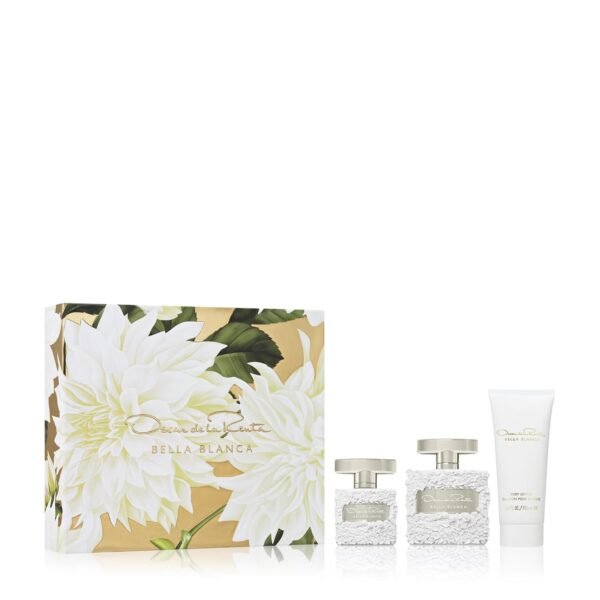Oscar de la Renta Bella Blanca Eau de Parfum 3 Piece Gift Set for Women – Perfume Spray 3.4 Fl. Oz, & 1.0 Fl. Oz., and Body Lotion 3.4 Fl. Oz.