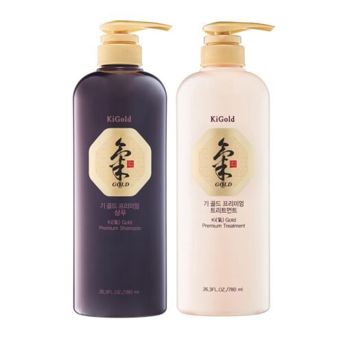 Daeng Gi Meo Ri – Ki Gold – Premium Shampoo + Treatment Set for Hair Loss, Thin Hair, Gray Hair Prevention, Medicinal Herbal Shampoo, All Natural, Korea’s No. 1 Brand