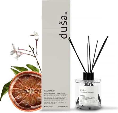 Duša Grapefruit-Scented Reed Diffuser and Sticks – Elevate Space with Premium Fragrance – Stylish Scent and Air Freshener for Home & Office – Ideal for House Warming and Any Special Occasions