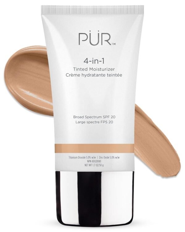 PÜR Beauty 4-in-1 Tinted Moisturizer With SPF 20 – Hydrating Face Moisturizer, Primer, & Foundation With Shea Butter, Aloe Vera & Vitamin B3 – Vegan Friendly – Free of Paraben, Gluten & BPA