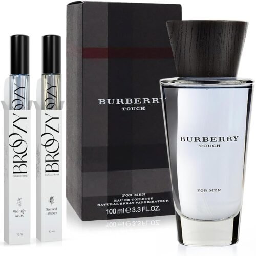 Broozy Collections – Men Cologne Set Bundle with 1 Full Size Burberry Touch Eau de Toilette (100 ml) and 2 Travel Size Mens Sample Cologne Bottles (10 ml) – Mens Cologne Gift Set, Men Gift Set Sampler