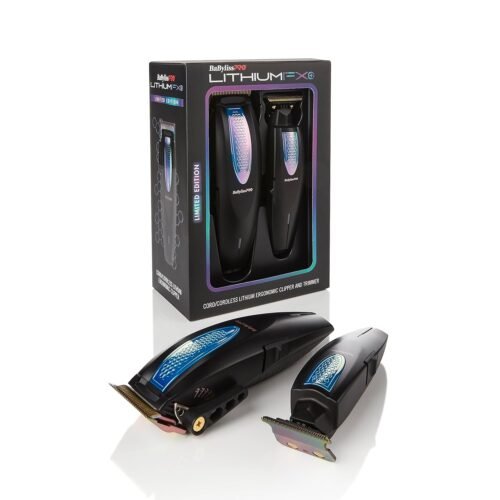 BaBylissPRO Limited Edition Cord/Cordless Lithium Ergonomic Clipper and Trimmer Prepack – Iridescent