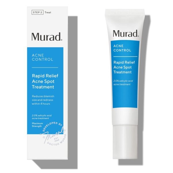 Murad Rapid Relief Acne Spot Treatment – Acne Control Max Strength 2% Salicylic Acid Clear Gel Blemish Remover – Fast Active Acne Relief Backed by Science, 0.5 Oz