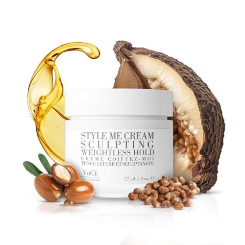 VoCÊ Haircare – Natural Styling Cream | Anti-Frizz, Weightless Hold, Shine Enhancing, Non-Toxic, Vegan Haircare for All Hair Types with Argan Oil, Baobab Extract, Brazil Nut Oil (2 oz | 57 ml)