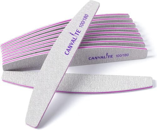 Canvalite 10 PCS Nail File Professional Nail Files Reusable Double Sided Emery Board(100/180 Grit) Nail Styling Tools for Home and Salon Use Christmas Gifts for Women