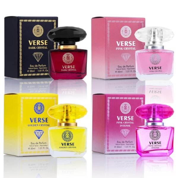 NovoGlow Verse 4-Piece Mini Fragrance Set for Women – Refreshing Combinations of Floral, Fruity & Woody Scents – Gift Choice with Natural, Mild & Non-Irritating Ingredients – Each One in 30ml Bottle